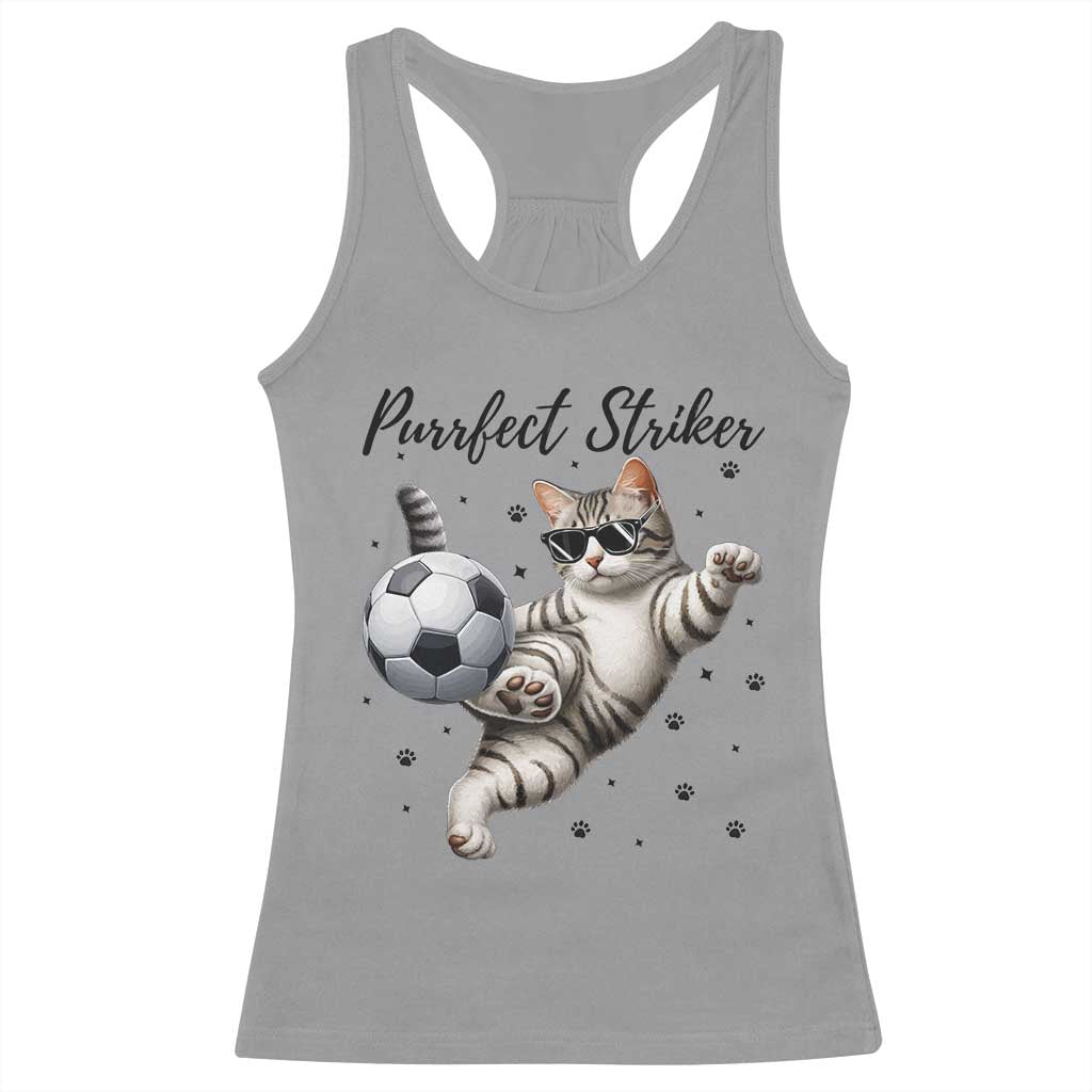 Purrfect Striker Racerback Tank Top Funny Cat Soccer Player Gift