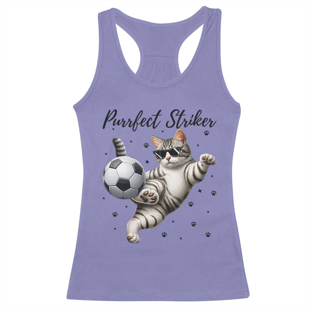 Purrfect Striker Racerback Tank Top Funny Cat Soccer Player Gift
