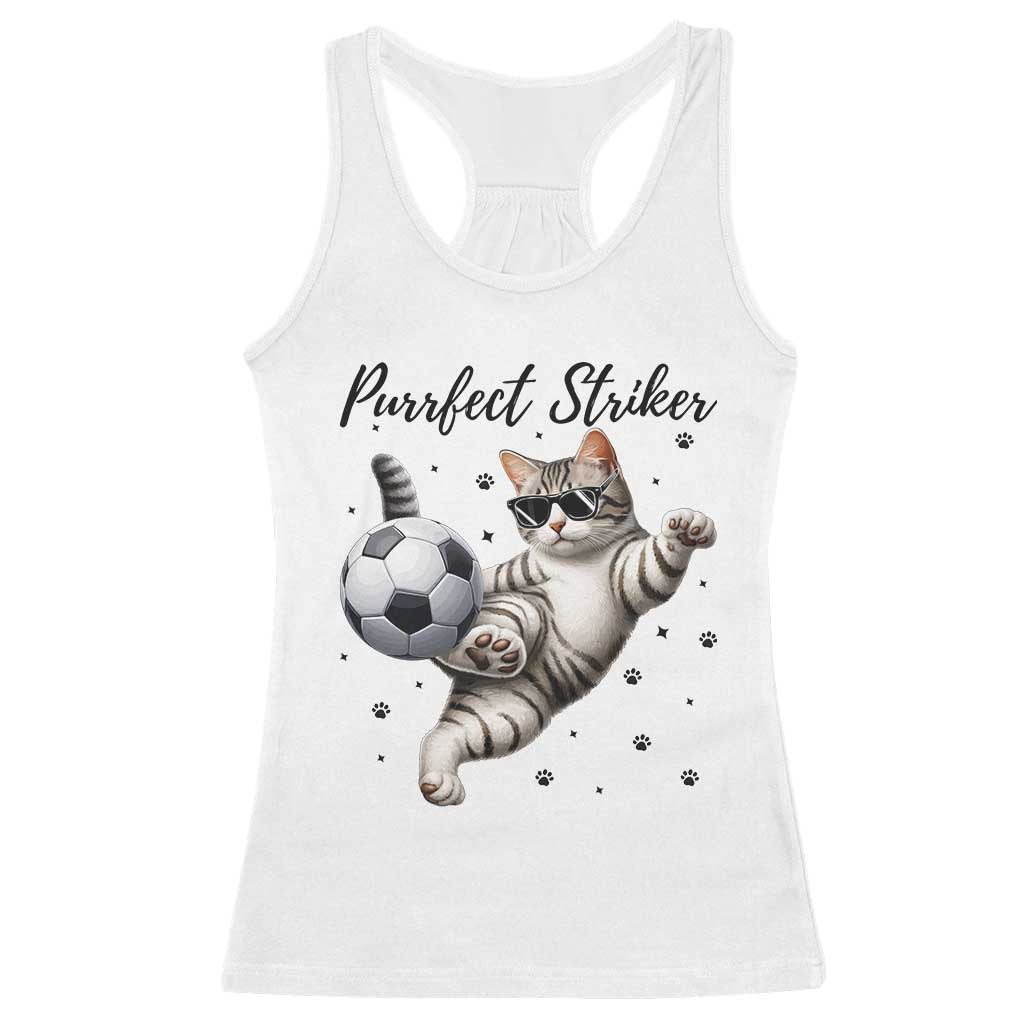 Purrfect Striker Racerback Tank Top Funny Cat Soccer Player Gift