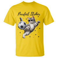 Purrfect Striker T Shirt Funny Cat Soccer Player Gift