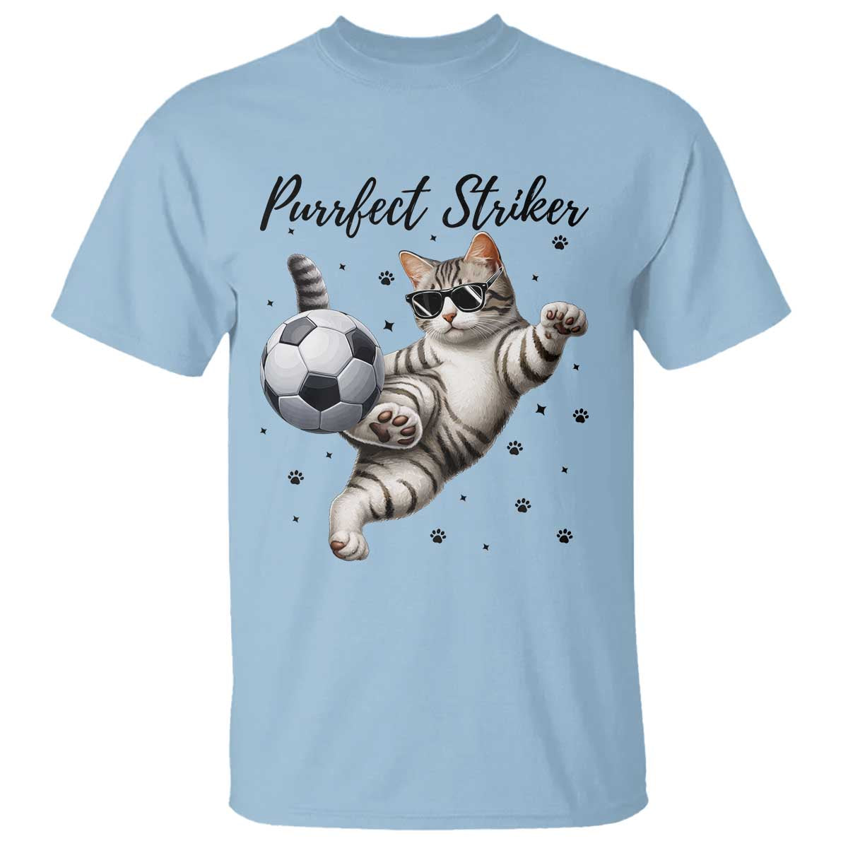 Purrfect Striker T Shirt Funny Cat Soccer Player Gift