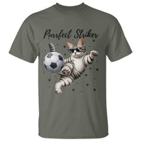 Purrfect Striker T Shirt Funny Cat Soccer Player Gift