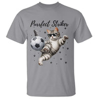Purrfect Striker T Shirt Funny Cat Soccer Player Gift