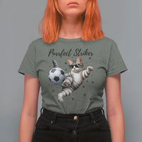 Purrfect Striker T Shirt For Women Funny Cat Soccer Player Gift