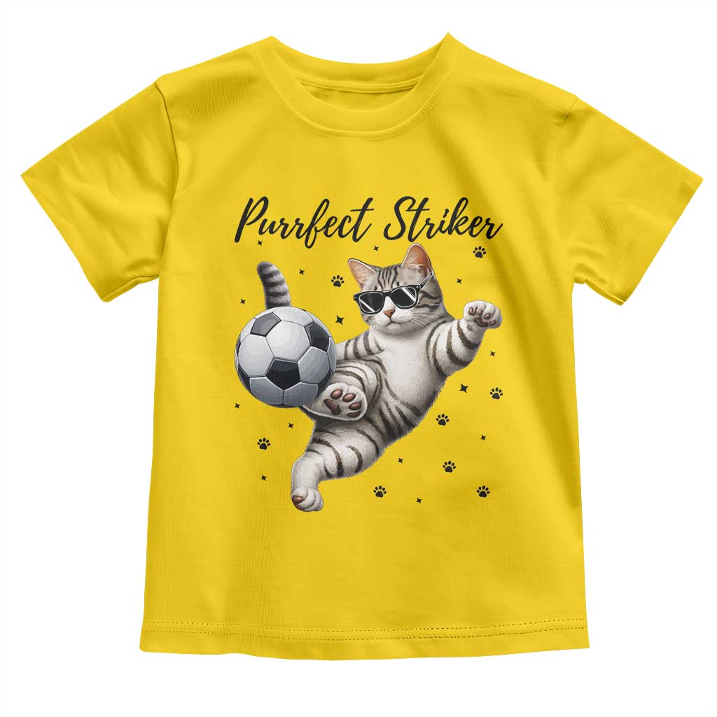 Purrfect Striker Toddler T Shirt Funny Cat Soccer Player Gift