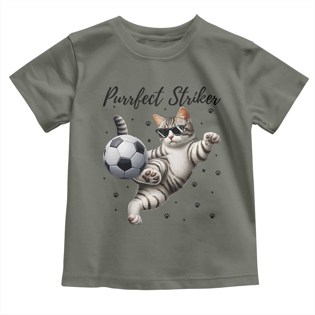 Purrfect Striker Toddler T Shirt Funny Cat Soccer Player Gift