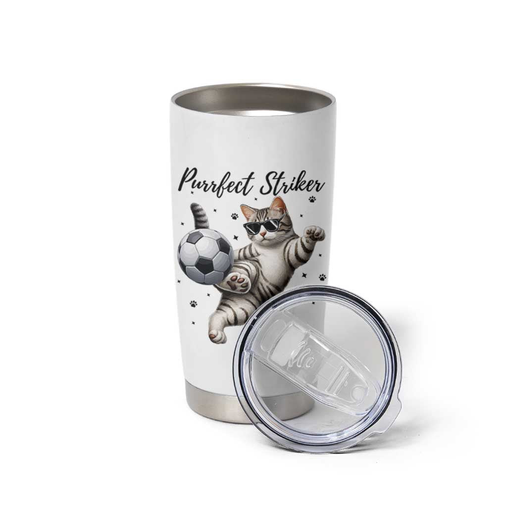 Purrfect Striker Tumbler Cup Funny Cat Soccer Player Gift