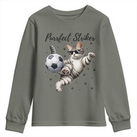 Purrfect Striker Youth Sweatshirt Funny Cat Soccer Player Gift