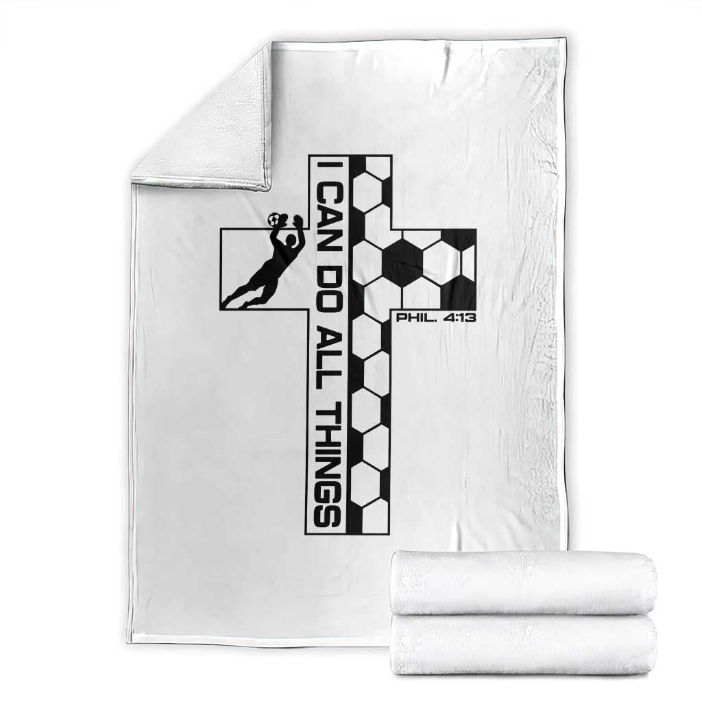 I Can Do All Things Through Soccer Christian Faith Gift Throw Blanket