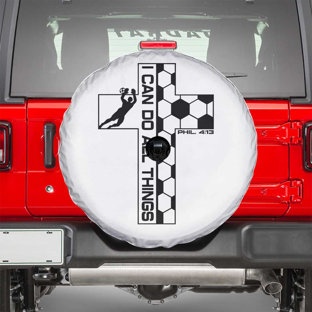 I Can Do All Things Through Soccer Christian Faith Gift Spare Tire Cover