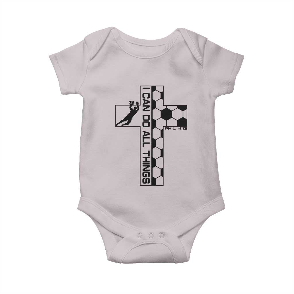 I Can Do All Things Through Soccer Christian Faith Gift Baby Onesie
