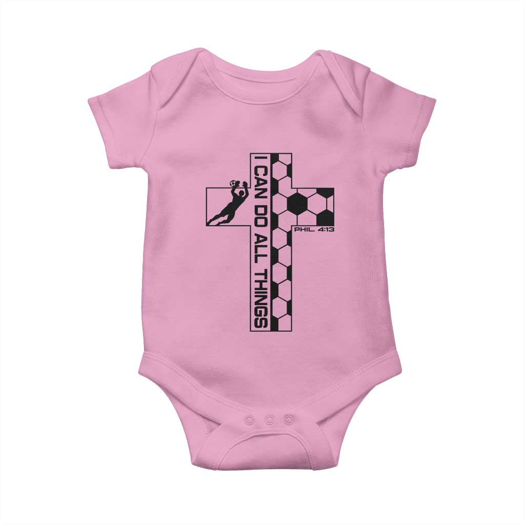 I Can Do All Things Through Soccer Christian Faith Gift Baby Onesie
