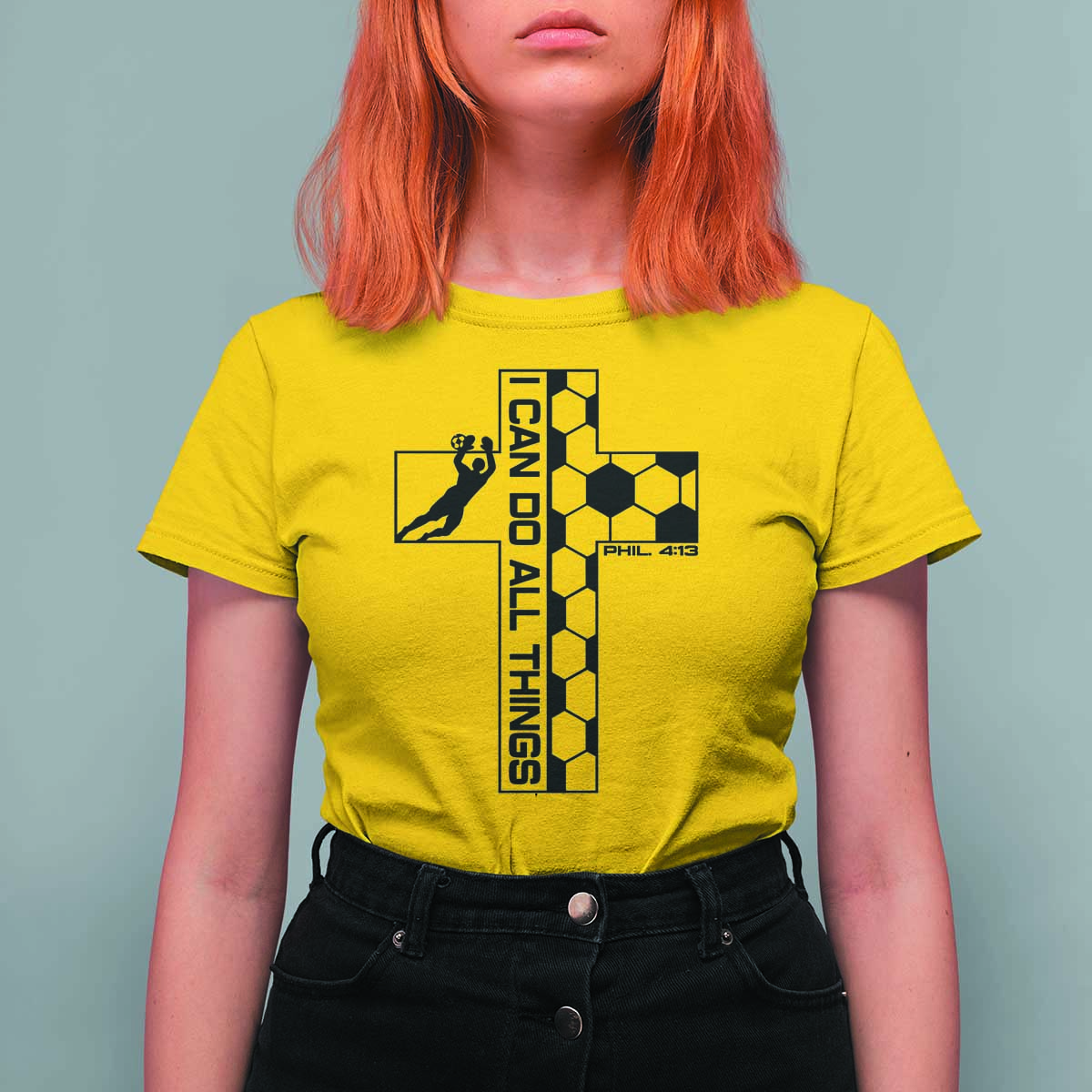 I Can Do All Things Through Soccer Christian Faith Gift T Shirt For Women