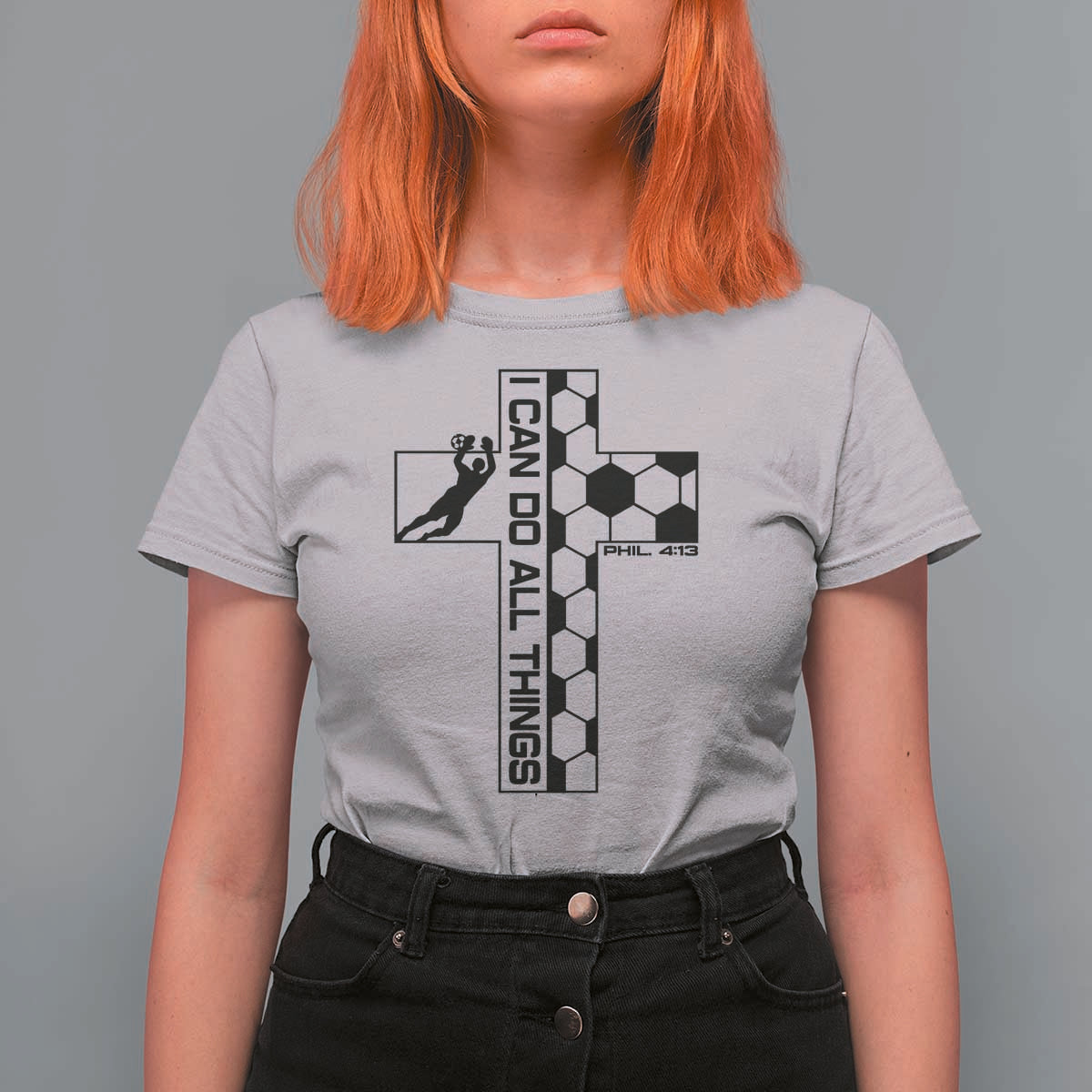 I Can Do All Things Through Soccer Christian Faith Gift T Shirt For Women