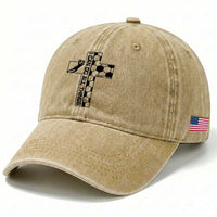 I Can Do All Things Through Soccer Christian Faith Gift Washed Cotton Baseball Cap