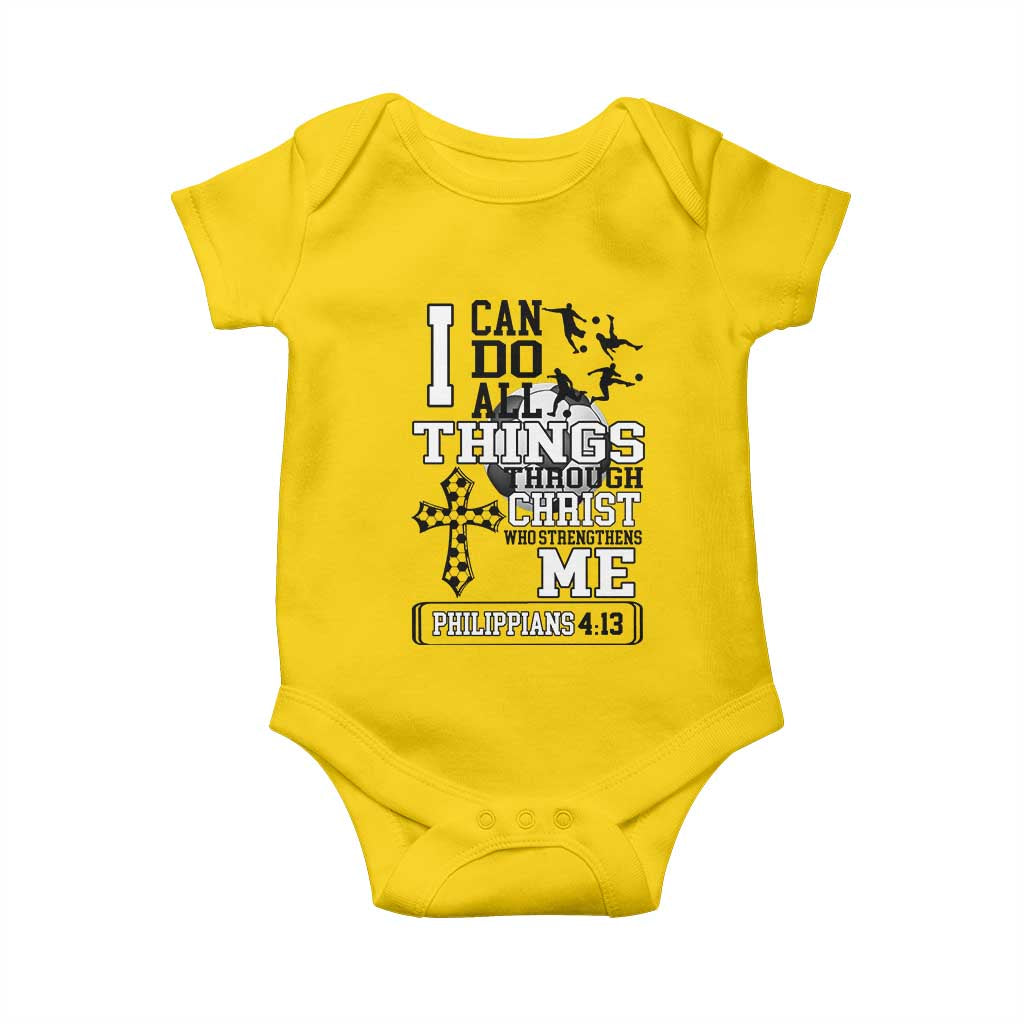 Soccer Christian Gift Baby Onesie I Can Do All Things Through Christ