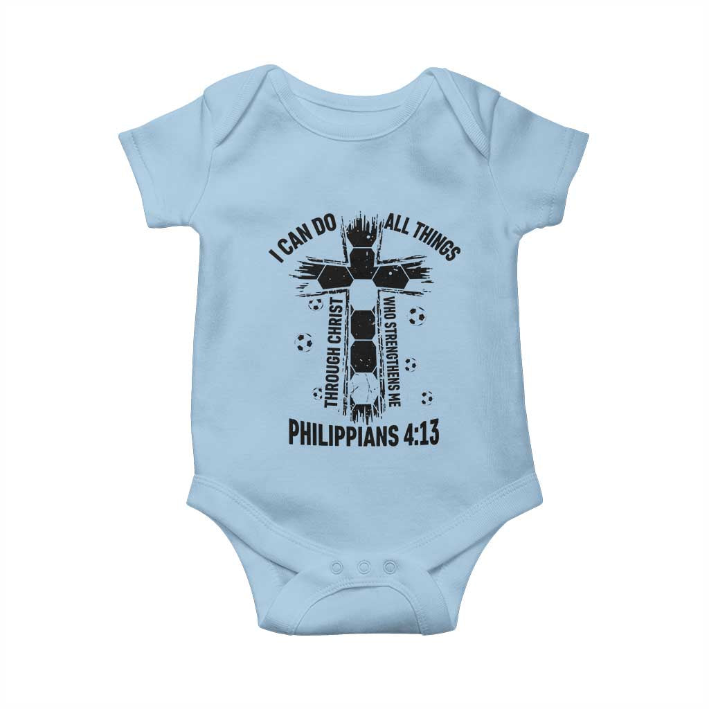 I Can Do All Things Through Christ Baby Onesie Christian Soccer Faith