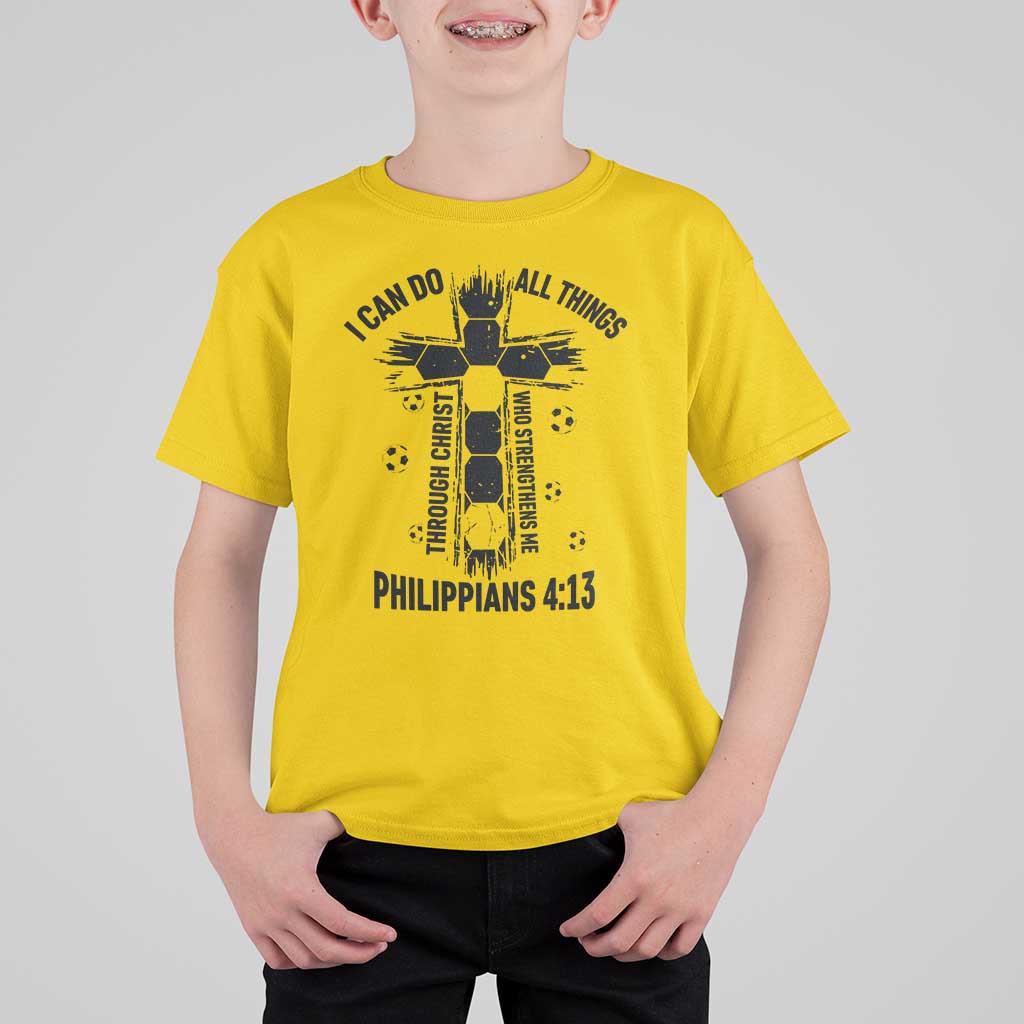I Can Do All Things Through Christ T Shirt For Kid Christian Soccer Faith