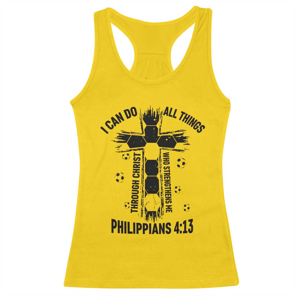 I Can Do All Things Through Christ Racerback Tank Top Christian Soccer Faith