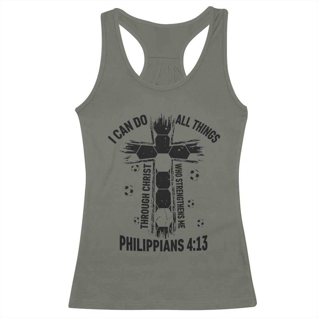 I Can Do All Things Through Christ Racerback Tank Top Christian Soccer Faith
