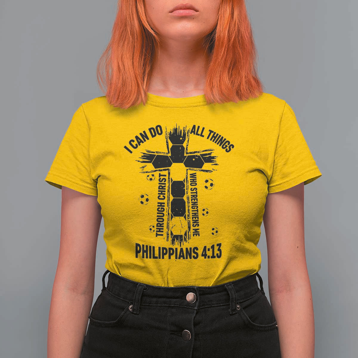 I Can Do All Things Through Christ T Shirt For Women Christian Soccer Faith