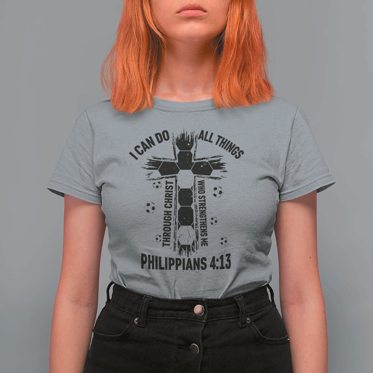 I Can Do All Things Through Christ T Shirt For Women Christian Soccer Faith