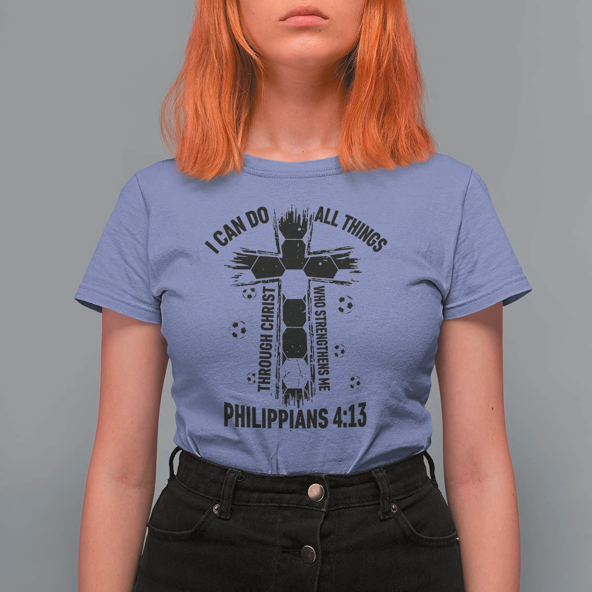 I Can Do All Things Through Christ T Shirt For Women Christian Soccer Faith