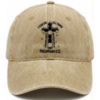 I Can Do All Things Through Christ Washed Cotton Baseball Cap Christian Soccer Faith