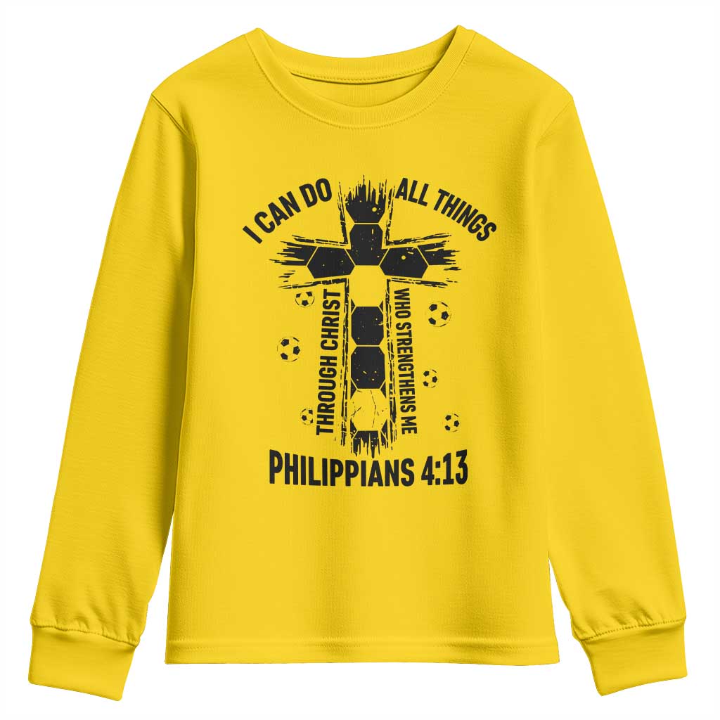 I Can Do All Things Through Christ Youth Sweatshirt Christian Soccer Faith