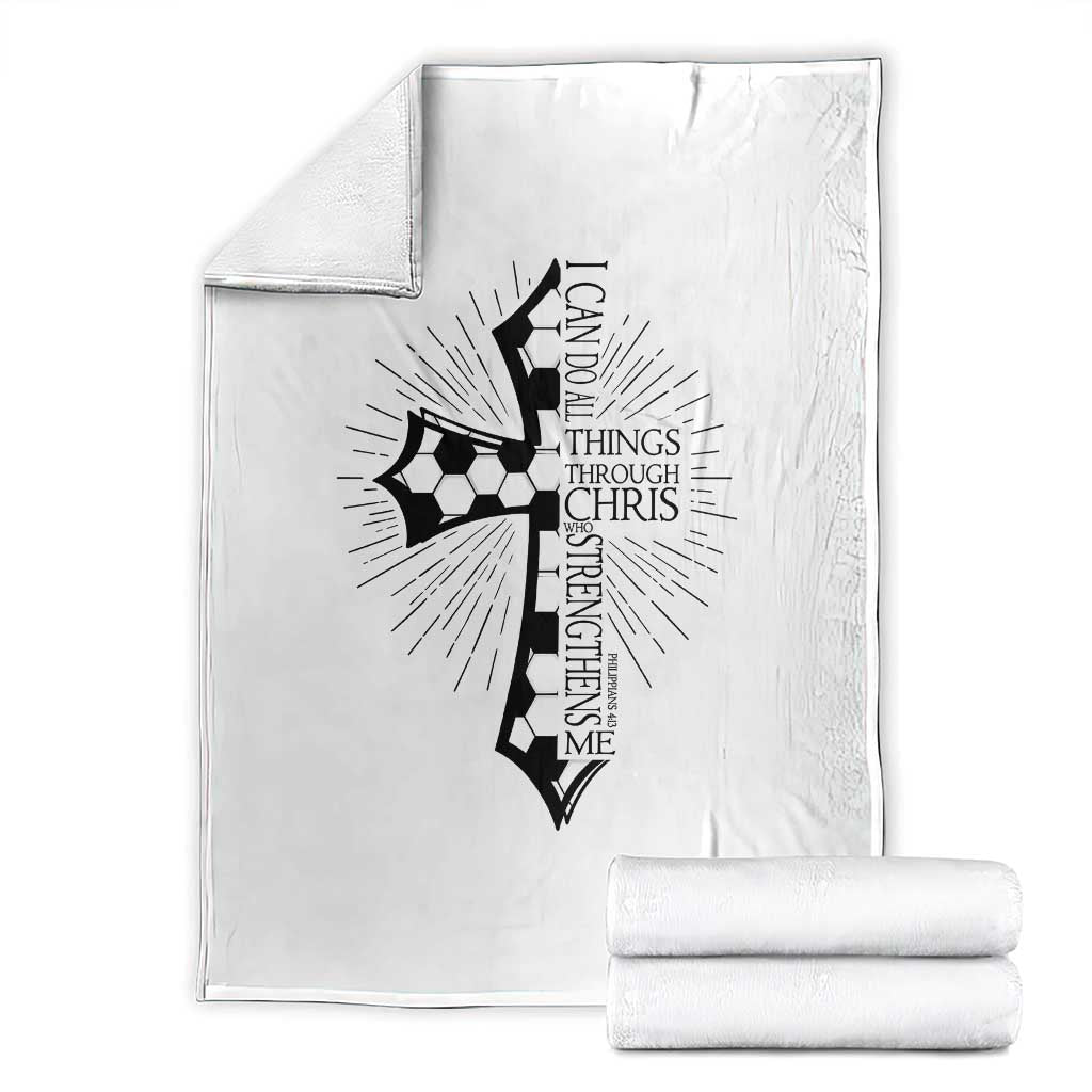 I Can Do All Things Through Christ Throw Blanket Christian Soccer Cross Gift