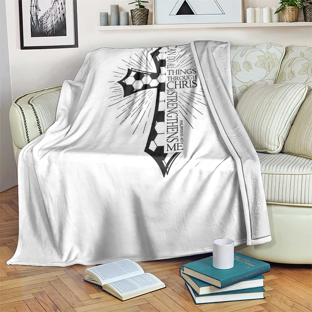 I Can Do All Things Through Christ Throw Blanket Christian Soccer Cross Gift