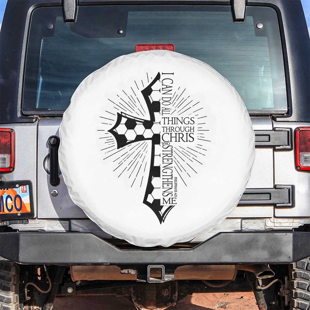 I Can Do All Things Through Christ Spare Tire Cover Christian Soccer Cross Gift