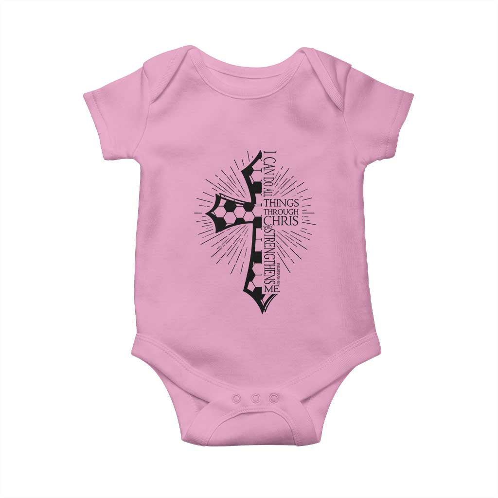 I Can Do All Things Through Christ Baby Onesie Christian Soccer Cross Gift