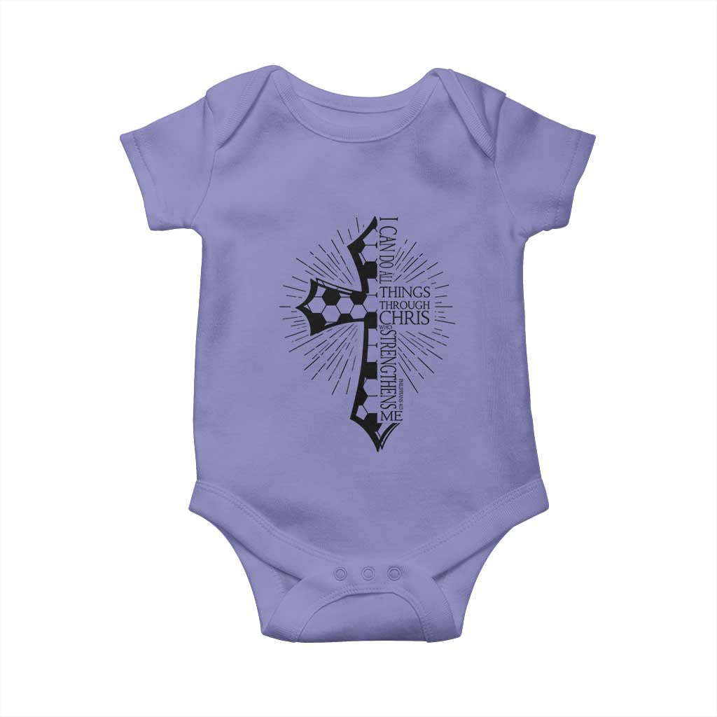 I Can Do All Things Through Christ Baby Onesie Christian Soccer Cross Gift