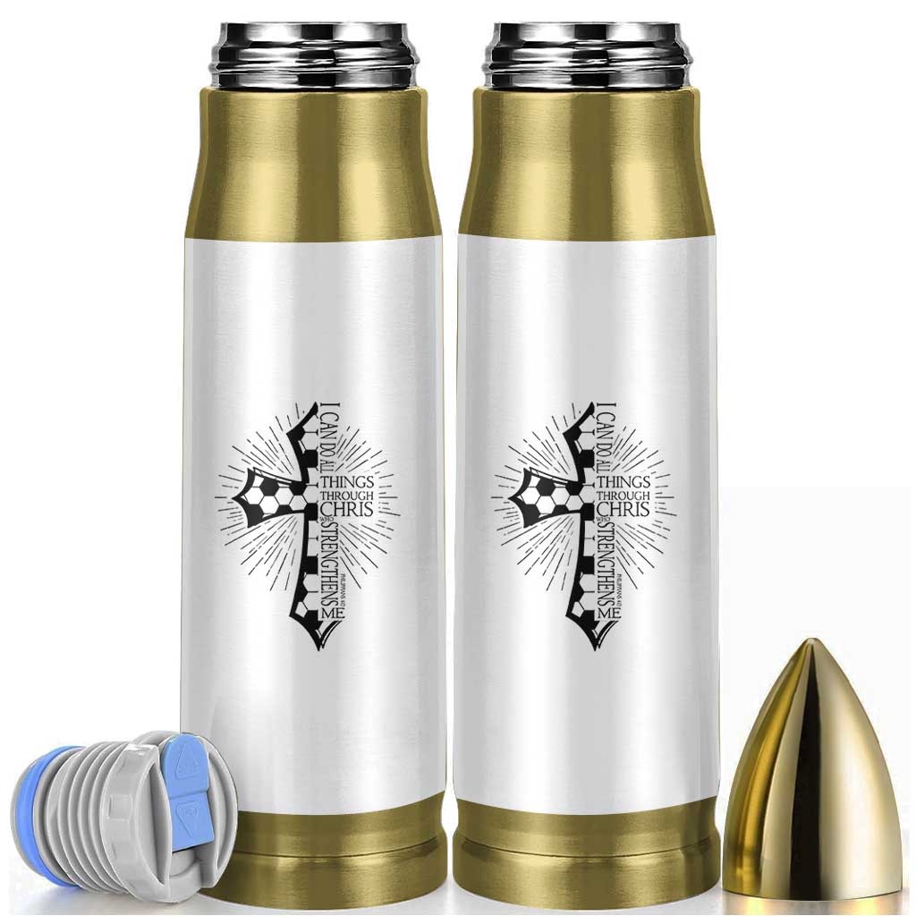 I Can Do All Things Through Christ Bullet Tumbler Christian Soccer Cross Gift