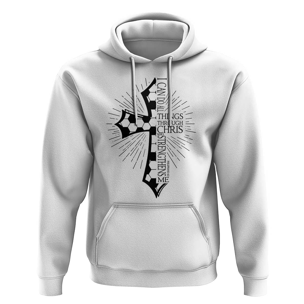 I Can Do All Things Through Christ Hoodie Christian Soccer Cross Gift