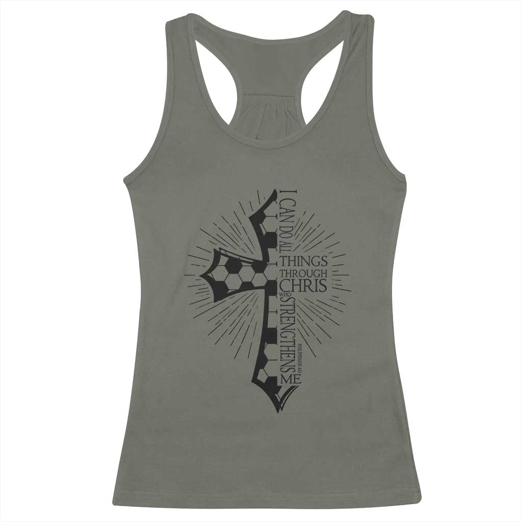 I Can Do All Things Through Christ Racerback Tank Top Christian Soccer Cross Gift