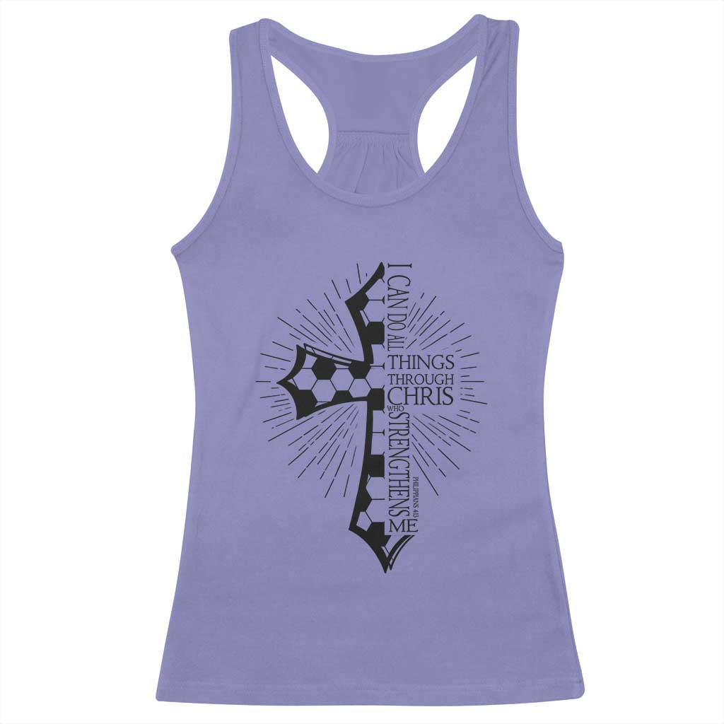 I Can Do All Things Through Christ Racerback Tank Top Christian Soccer Cross Gift