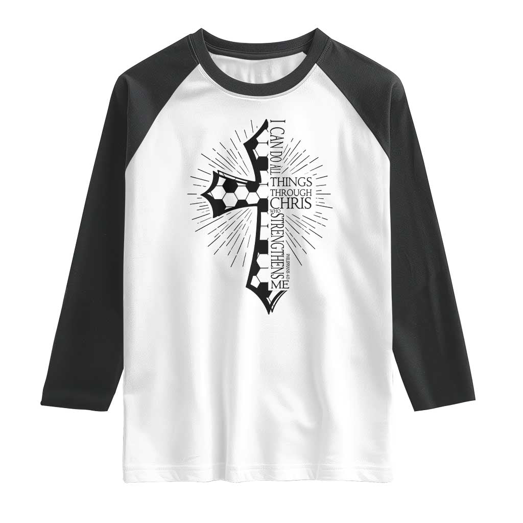 I Can Do All Things Through Christ Raglan Shirt Christian Soccer Cross Gift