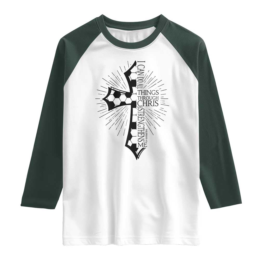 I Can Do All Things Through Christ Raglan Shirt Christian Soccer Cross Gift