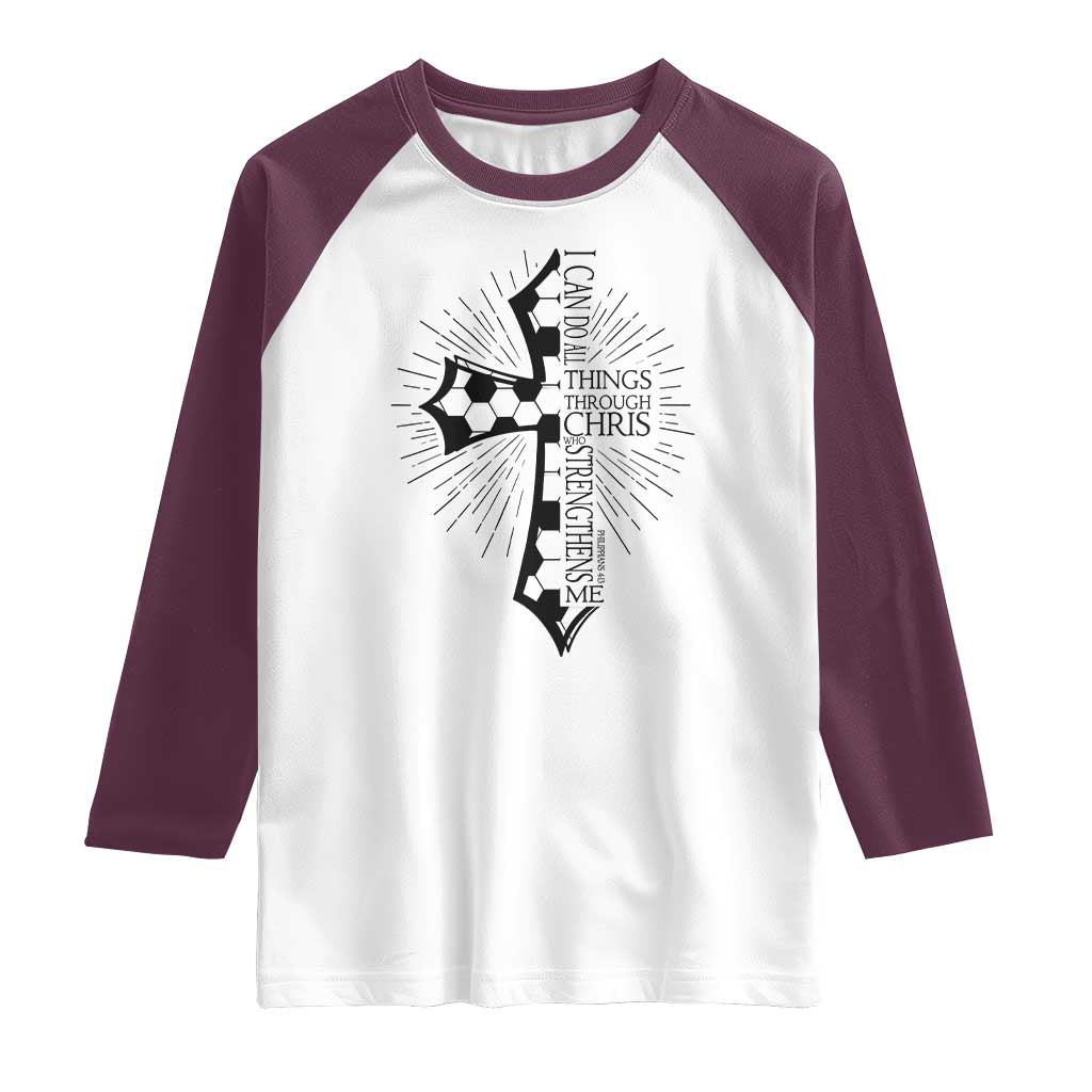 I Can Do All Things Through Christ Raglan Shirt Christian Soccer Cross Gift