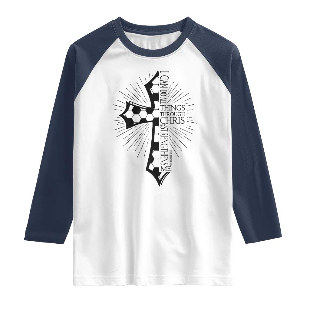 I Can Do All Things Through Christ Raglan Shirt Christian Soccer Cross Gift