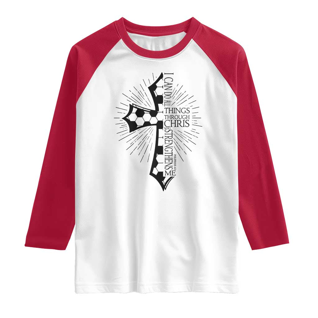 I Can Do All Things Through Christ Raglan Shirt Christian Soccer Cross Gift