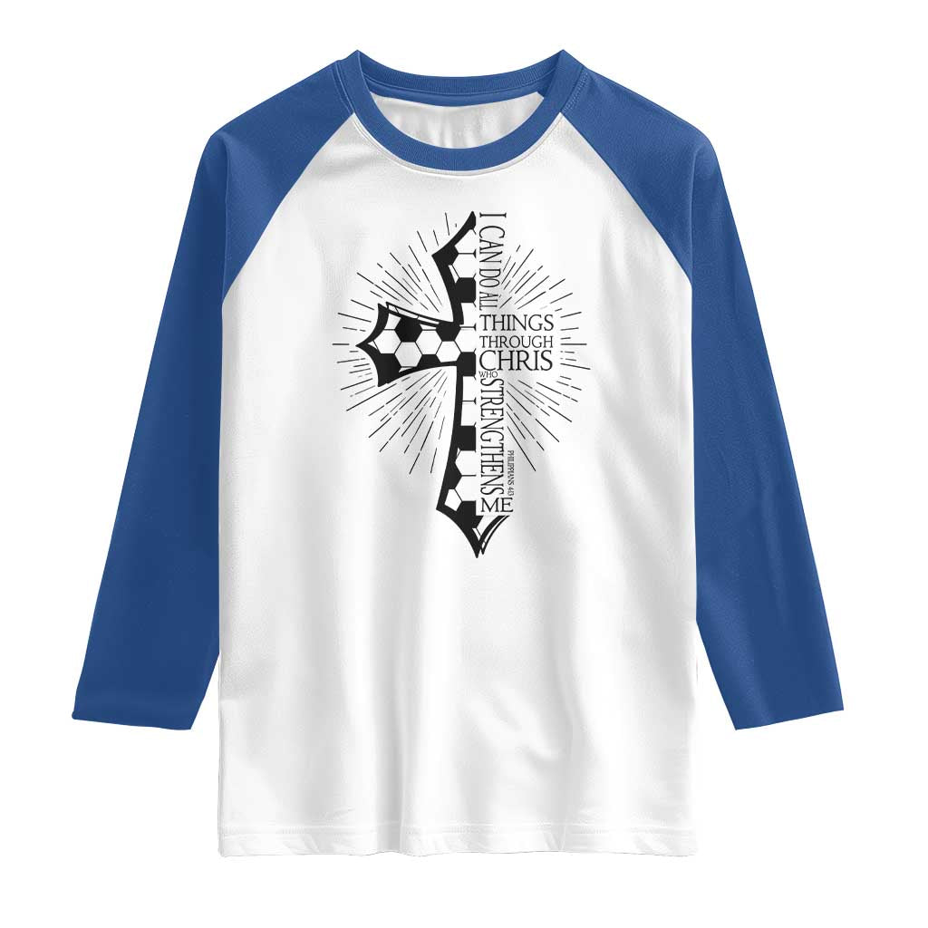 I Can Do All Things Through Christ Raglan Shirt Christian Soccer Cross Gift
