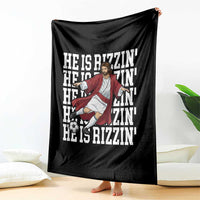 He Is Rizzin Throw Blanket Funny Christian Soccer Lover Gift