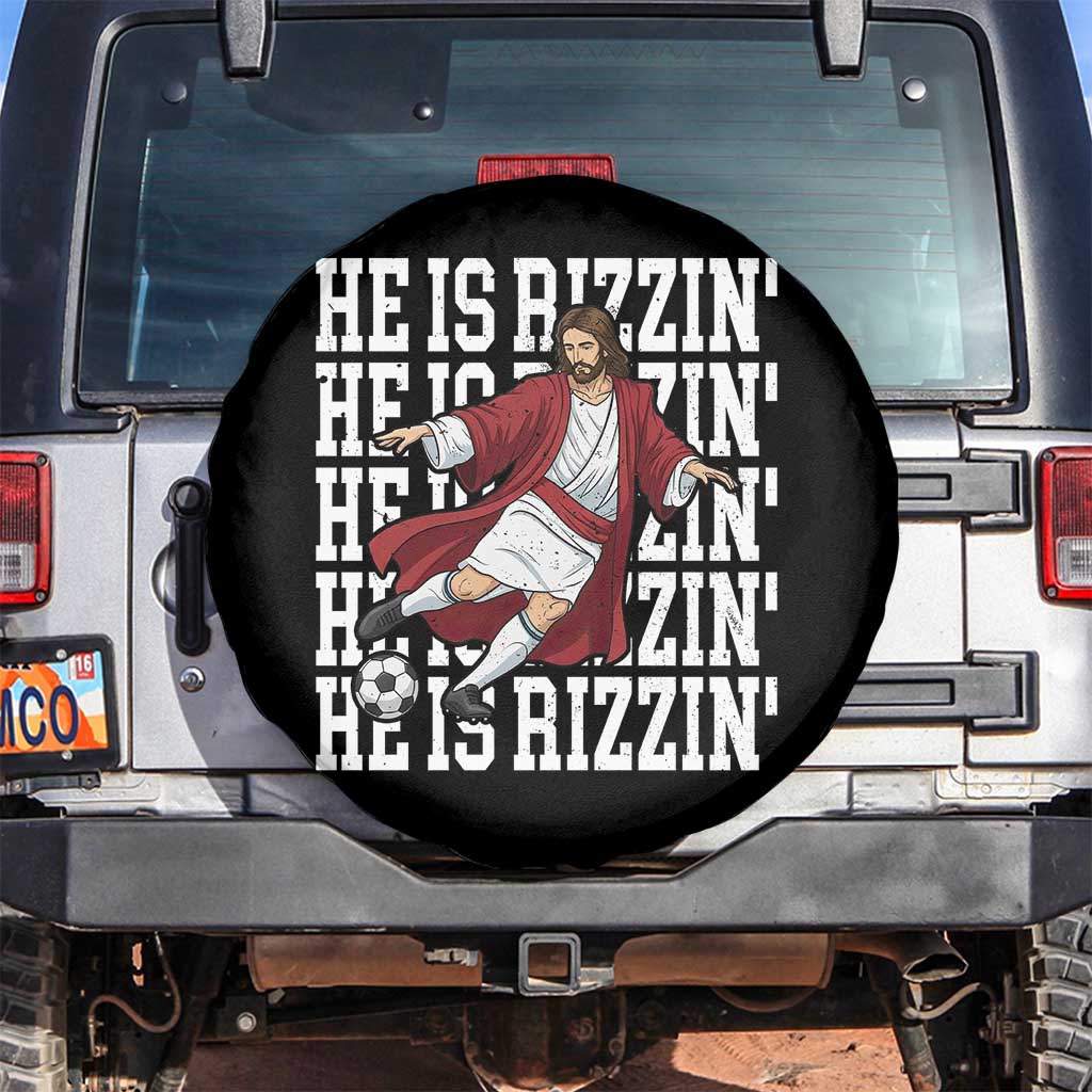 He Is Rizzin Spare Tire Cover Funny Christian Soccer Lover Gift