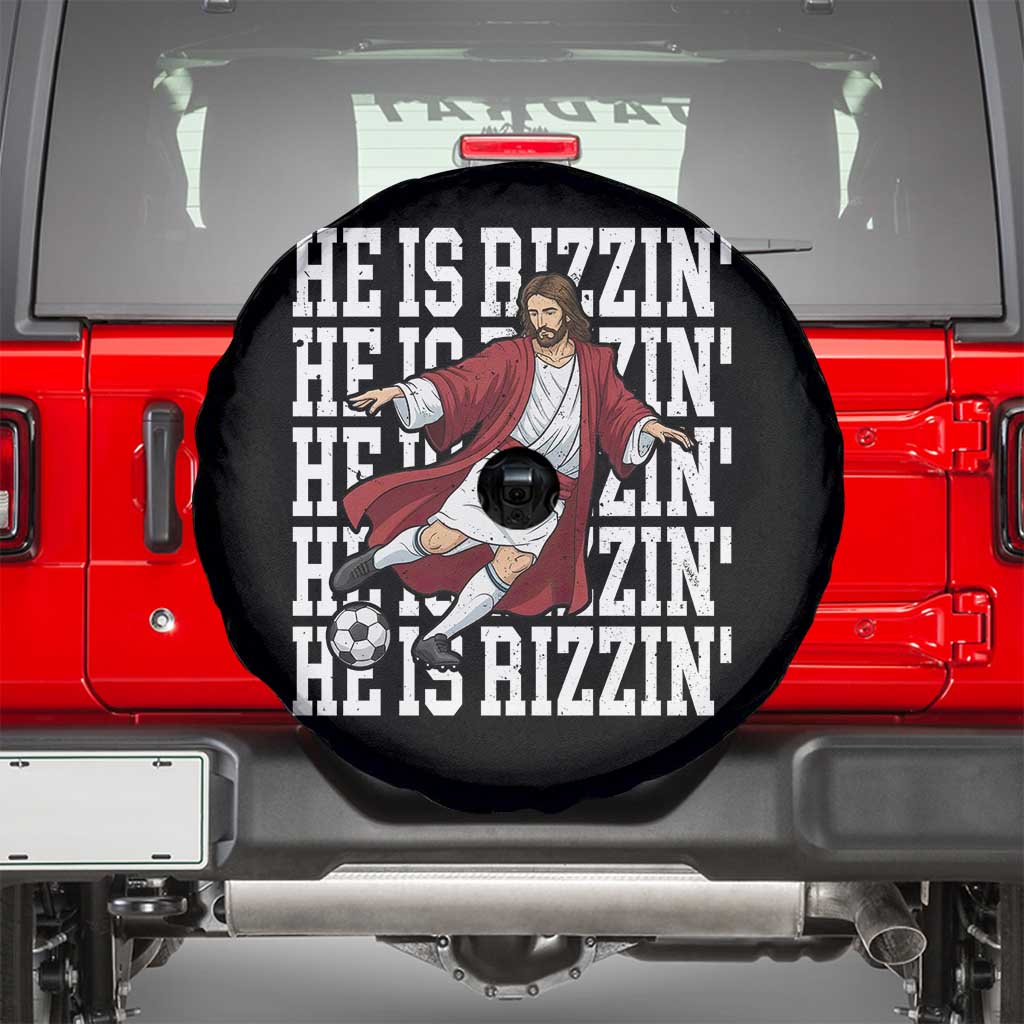He Is Rizzin Spare Tire Cover Funny Christian Soccer Lover Gift