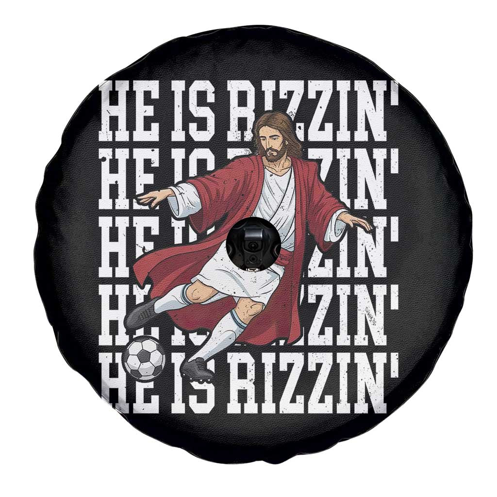 He Is Rizzin Spare Tire Cover Funny Christian Soccer Lover Gift