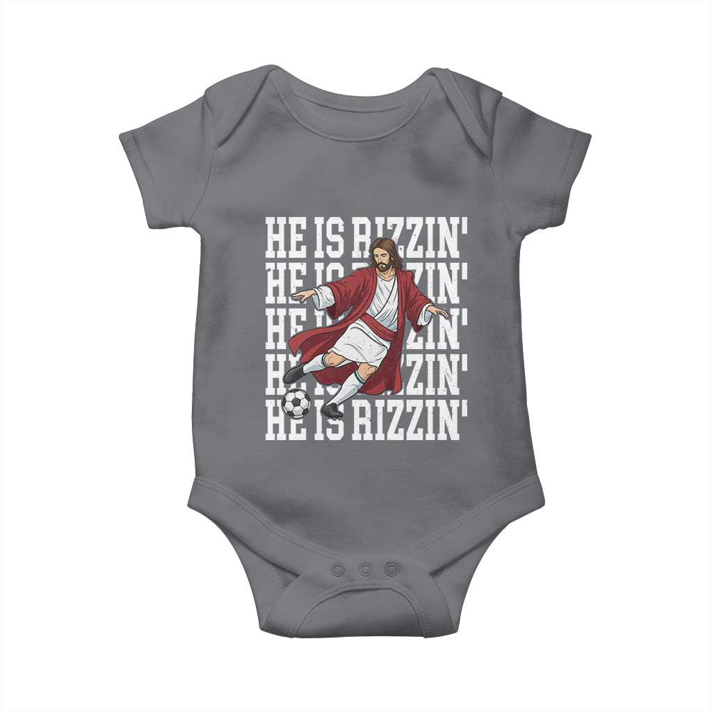 He Is Rizzin Baby Onesie Funny Christian Soccer Lover Gift