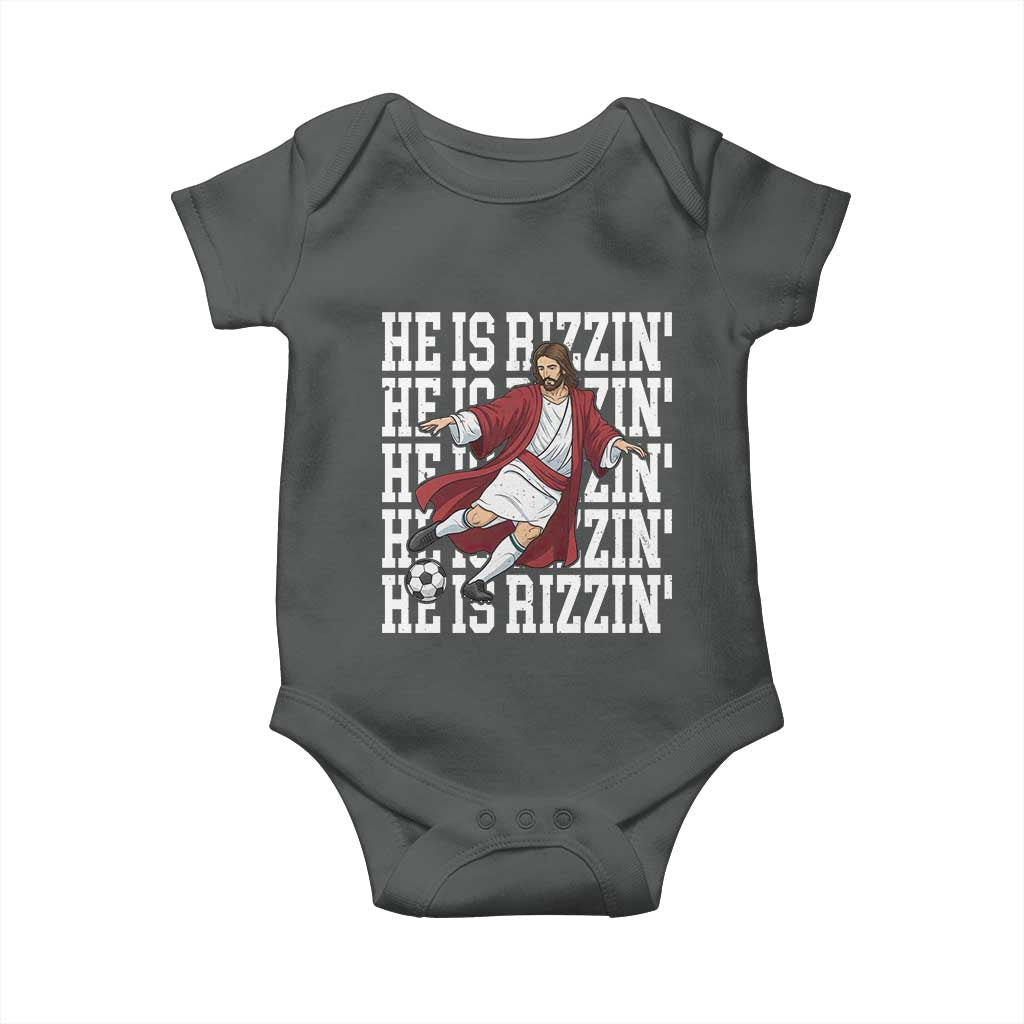 He Is Rizzin Baby Onesie Funny Christian Soccer Lover Gift
